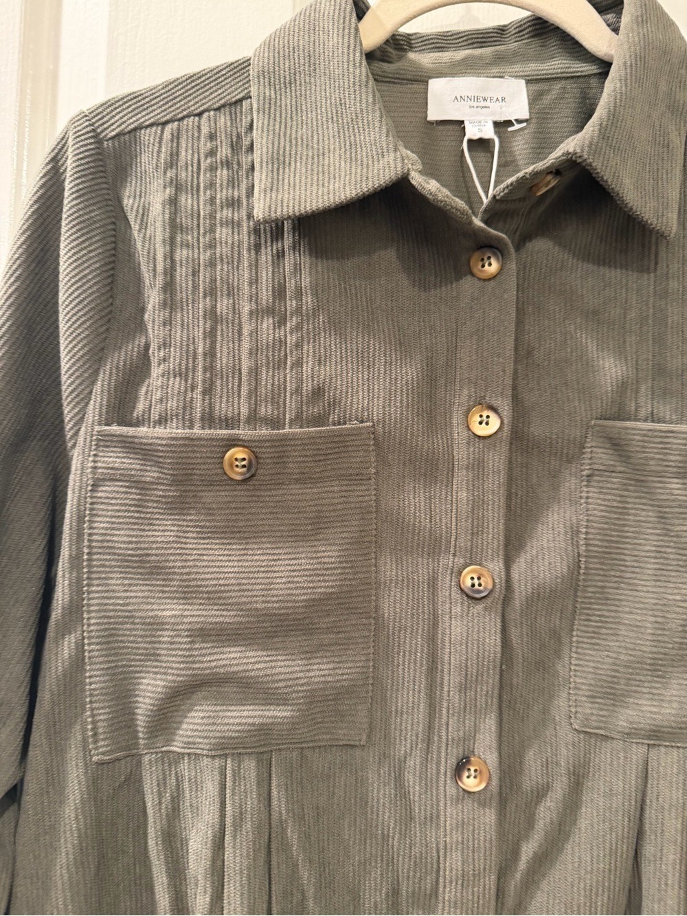 Long Sleeve Button-Up Corduroy Shirt Dress NWT - Picture 7 of 8